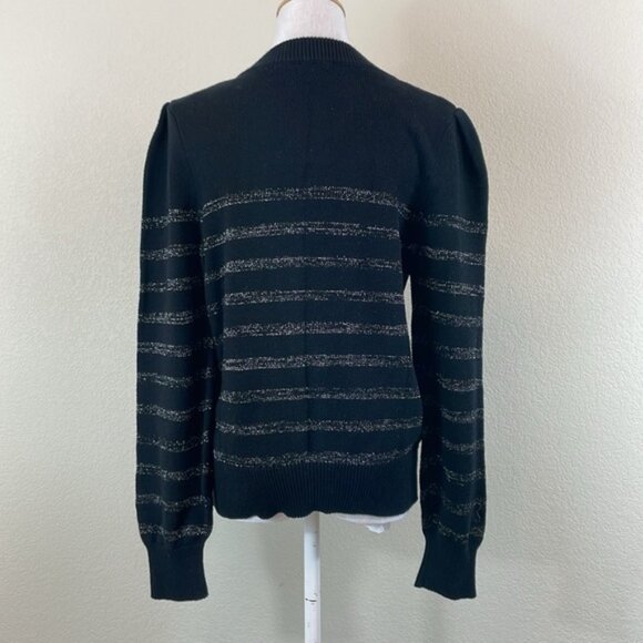 Rails black silver striped cotton/cashmere sweater size small - Picture 5 of 7